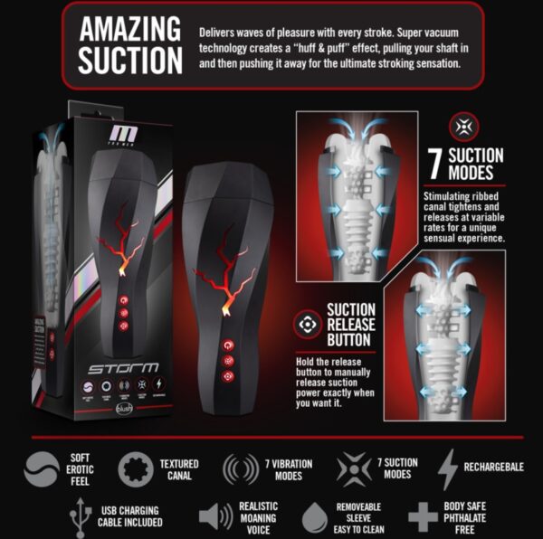 M For Men Storm Suction Power Stroker Masturbator - Afbeelding 4
