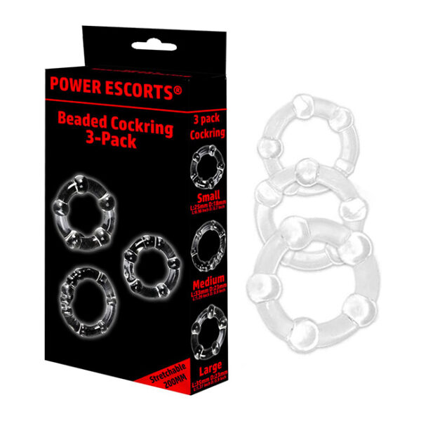 Power Escorts Beaded Cockring 3-Pack - Afbeelding 3